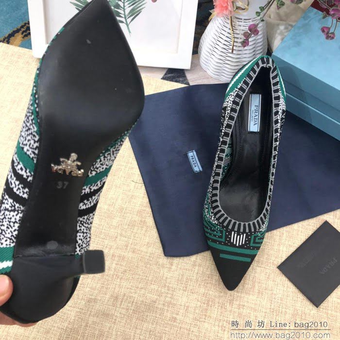 PRADA普拉達 2019頂級版本 刺繡系列 春夏時尚 高跟尖頭單鞋 網紅同款  ljl1045